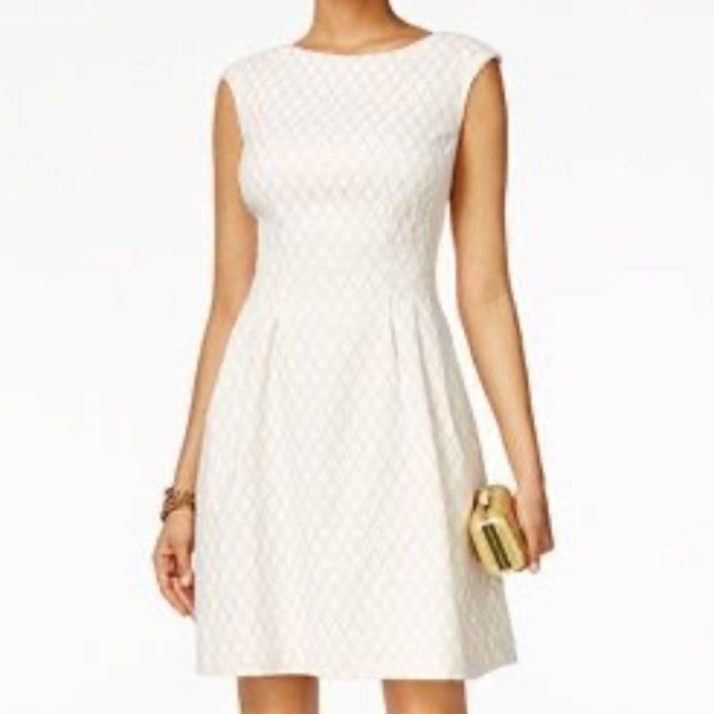 Vince Camuto Diamond Jacquard Fit & Flare Dress 10